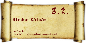 Binder Kálmán névjegykártya